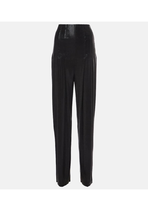 Norma Kamali Pleated high-rise lame wide-leg pants