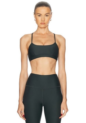 Alo Airlift Intrigue Sports Bra in Charcoal Green - Dark Green. Size L (also in S).
