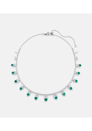 Kamyen 18kt white gold choker with emeralds and diamonds