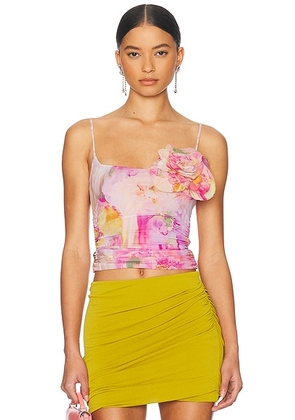 Blumarine Printed Tank Top in Pink & Vivid Rose - Pink. Size 36 (also in 42).