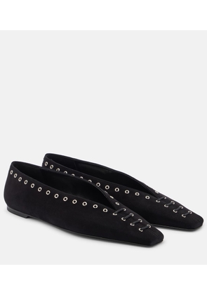 Toteme Suede lace-up ballet flats
