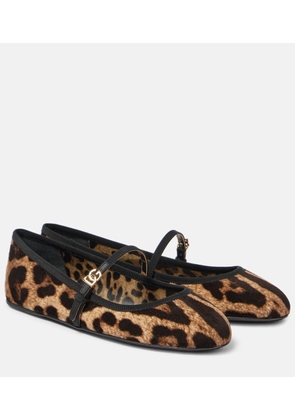 Dolce&Gabbana Vally leopard-print velvet Mary Jane flats
