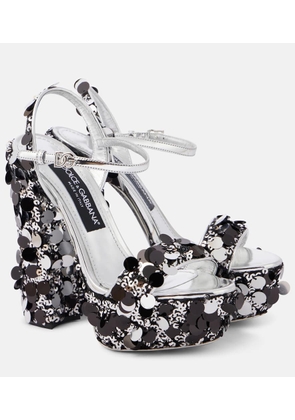 Dolce&Gabbana Sequined faux leather platform sandals