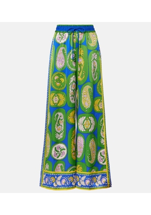 Alemais Printed silk satin wide-leg pants