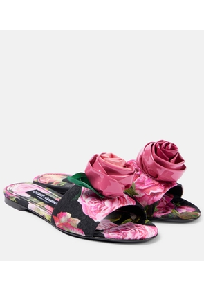 Dolce&Gabbana Floral-applique brocade slides
