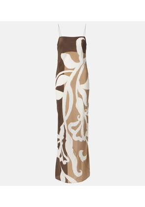 SIR Floral printed silk satin maxi dress