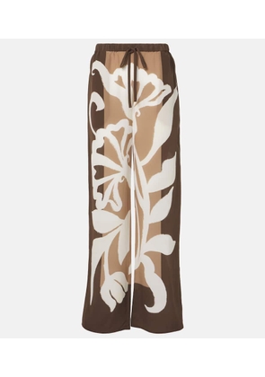 SIR Portia printed silk satin wide-leg pants