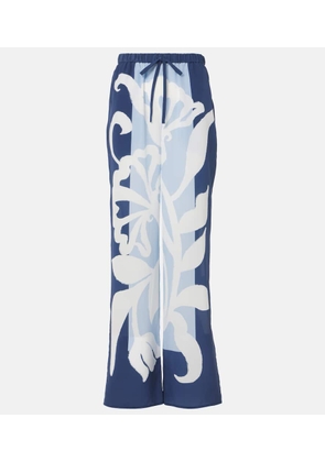 SIR Sorrento printed silk satin wide-leg pants