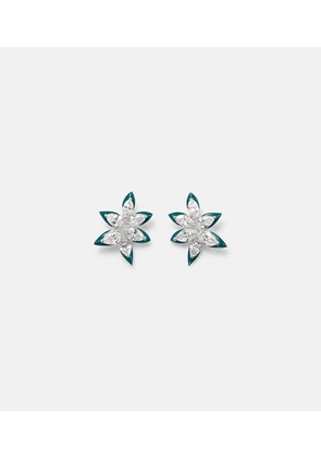 Kamyen 18kt white gold and enamel earrings with diamonds