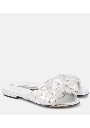 Bottega Veneta Blink Intrecciato metallic leather mules