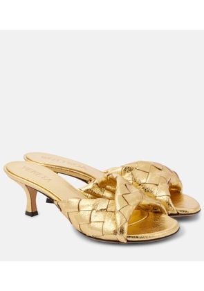 Bottega Veneta Blink Intrecciato 50 metallic leather mules