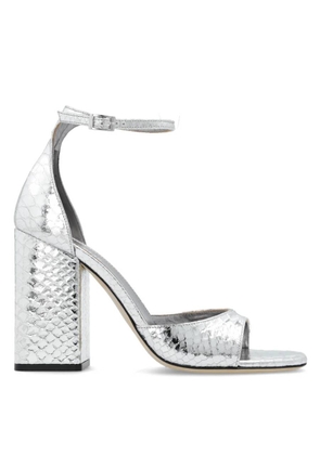 Paris Texas Silver Fiona Embossed Leather Sandals