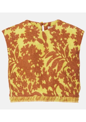 Alemais Amarillo printed cotton-blend crop top