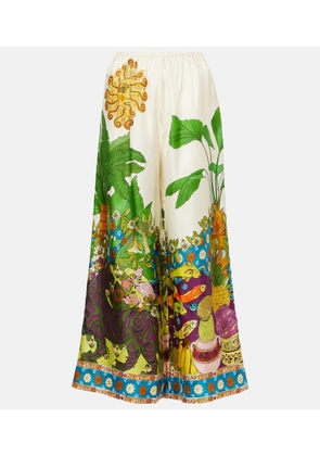 Alemais Tiger silk twill wide-leg pants