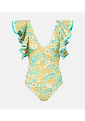 Alemais Cristina ruffled printed swimsuit