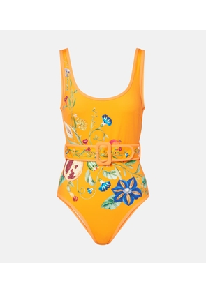 Alemais Flores printed belted swimsuit