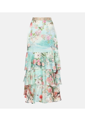 Camilla Ruffled tiered silk maxi skirt