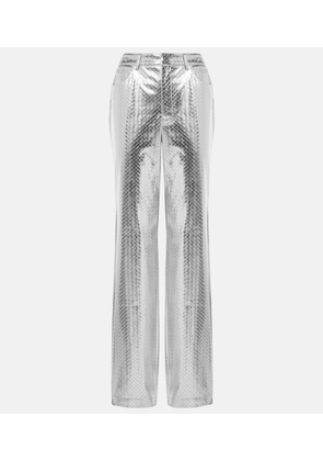 Rotate Metallic-effect high-rise straight pants