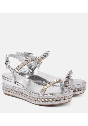 Christian Louboutin Pyraclou 60 studded leather espadrille wedges