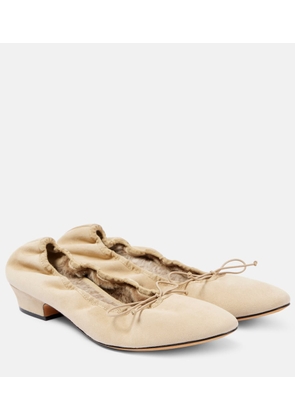 The Row Awar shearling-lined suede ballet flats