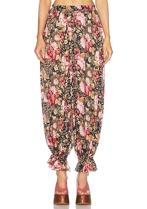 Chloe Flowy Pleated Cropped Pant in Black - Black. Size 36 (also in 40, 42).