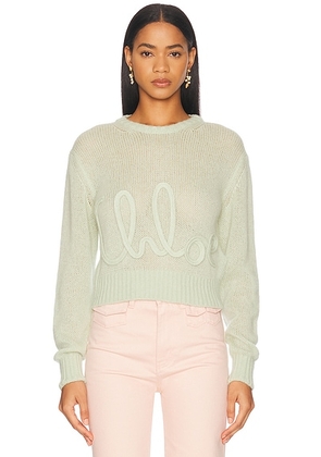 Chloe Signature Wool Knit Sweater in Gleam Green - Mint. Size M (also in S, XS).
