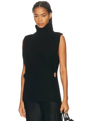 Brandon Maxwell Grayson Ribbed Gilet in Black - Black. Size L (also in S, XS, M).