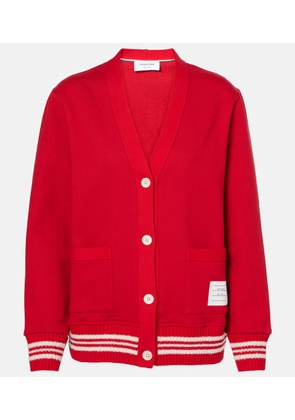 Thom Browne 4-Bar boucle-trimmed cotton cardigan