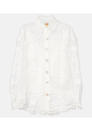 Farm Rio Swan Lake guipure shirt