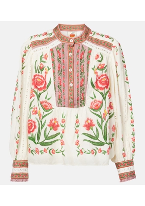 Farm Rio Printed cotton-blend blouse