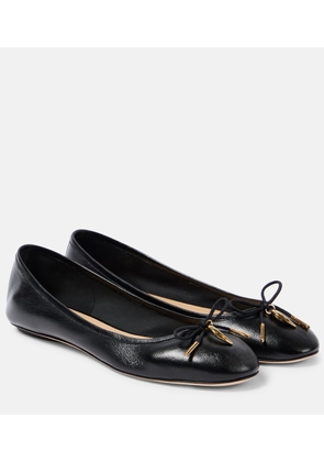 Chloe Iris bow-detail leather ballet flats