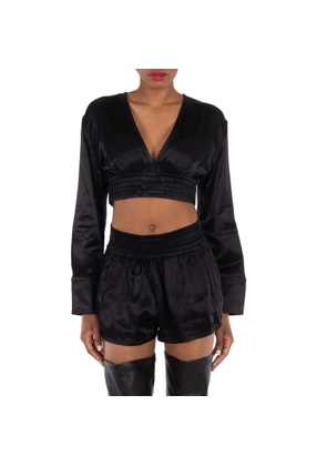 T by Alexander Wang Long-Sleeve Cropped Blouse