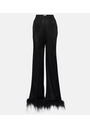 Prada Feather-trimmed wide-leg pants