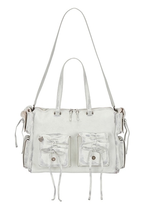 Acne Studios Multipocket Tote Bag in White & Grey - White. Size all.