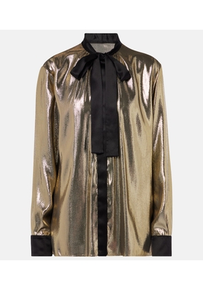 Dolce&Gabbana Tie-neck silk-blend lame blouse