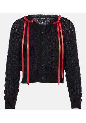 Simone Rocha Bow-detail open-knit wool-blend cardigan