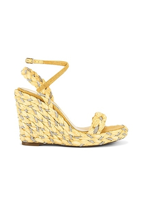 Aquazzura Costiera 120 Crystal Wedge Sandal in Lemonade - Yellow. Size 36 (also in 37, 37.5, 38.5, 39, 40).