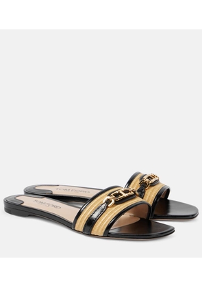 Tom Ford Whitney leather and raffia slides