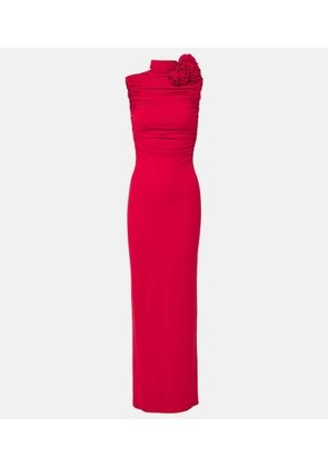 Magda Butrym Floral-applique ruched jersey gown
