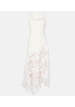 Oscar de la Renta Tweed and guipure midi dress