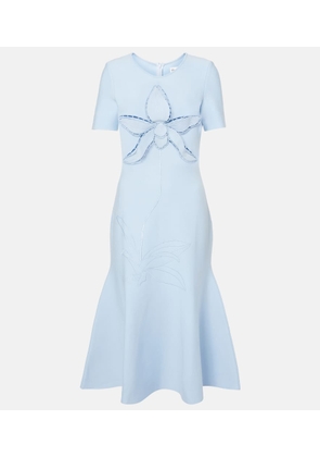 Oscar de la Renta Orchid-applique jacquard cocktail dress