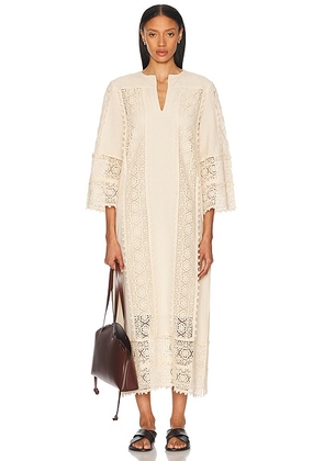 By Malene Birger Delane Embroidered Midi Dress in Soft White - Cream. Size 34 (also in ).