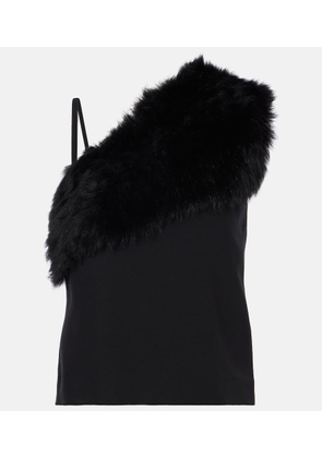 Toteme One-shoulder shearling-trimmed top