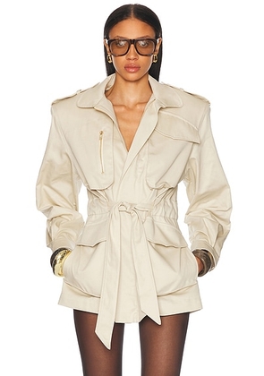 Alexandre Vauthier Cotton Tailoring Jacket in Dune - Neutral. Size 34 (also in 36, 38, 40, 42).