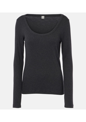 Toteme Ribbed-knit cotton-blend jersey top