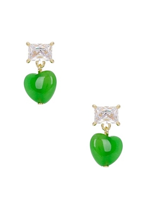 Completedworks Heart Bead & Cz Earrings in Gold Plated & Green - Green. Size all.