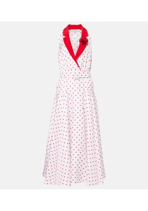 Rodarte Polka-dot belted silk twill midi dress