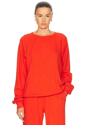 Eterne Oversized Lightweight French Terry Raglan Sweatshirt in Poppy - Orange. Size L (also in M, S, XL, XS).