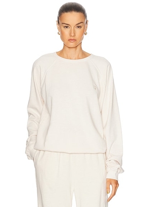 Eterne Oversized Lightweight French Terry Raglan Sweatshirt in Bone - Neutral. Size L (also in M, S, XL, XS).