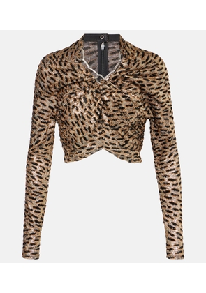 Rabanne Tiger-print metallic top